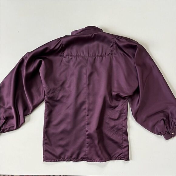 Vintage Purple Satin Blouse - Picture 2 of 9
